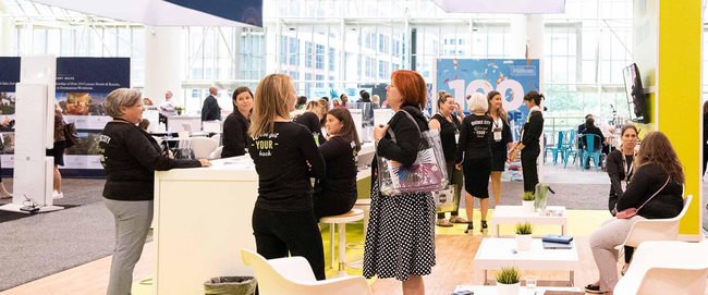 Show room with people interacting