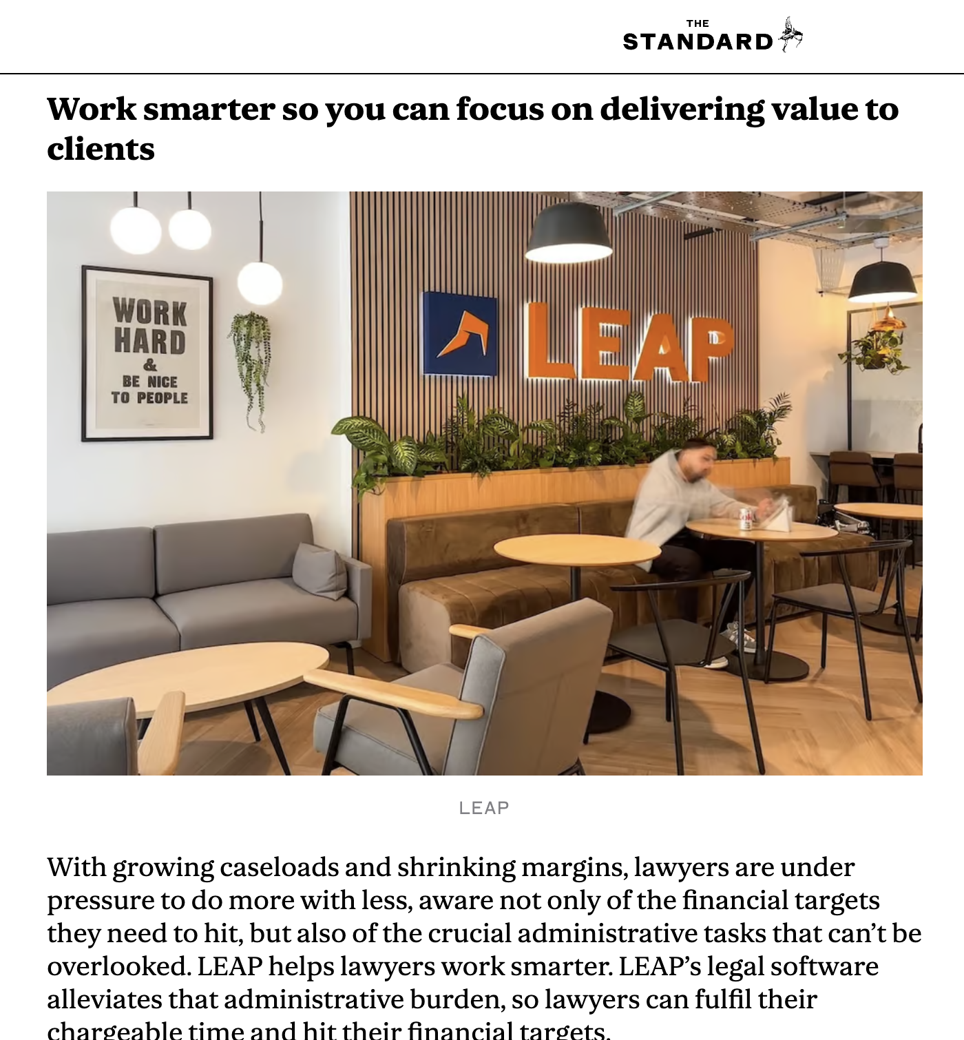LEAP featured in The Standard
