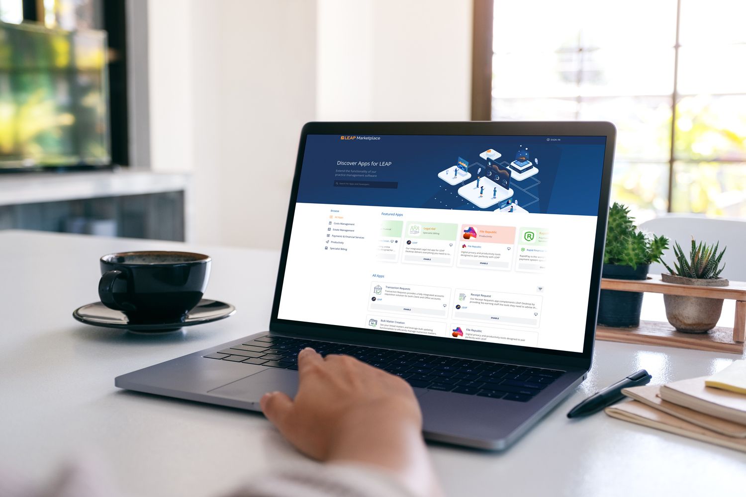 LEAP Marketplace UK - Homepage on laptop