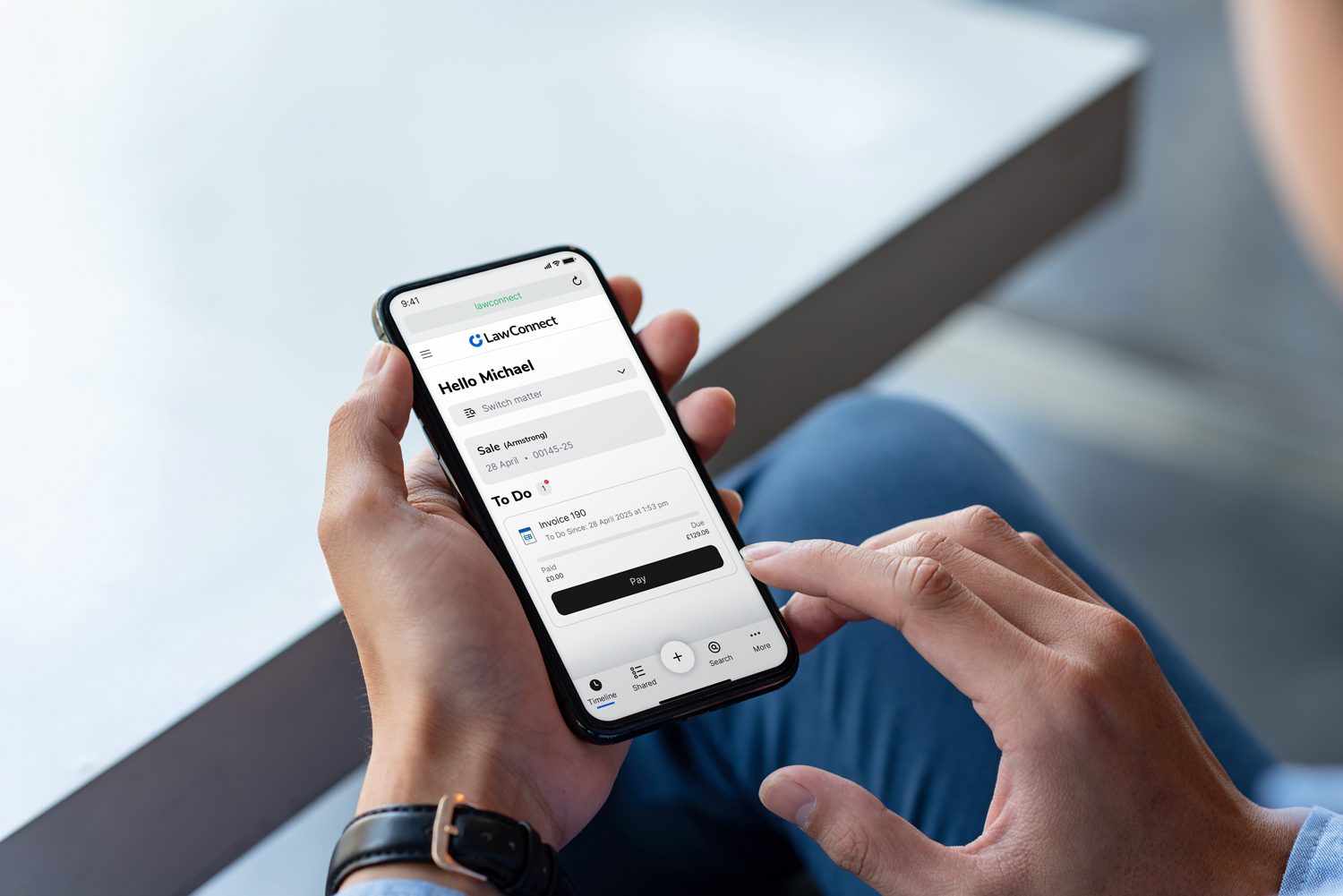 Lawconnect - invoice on mobile