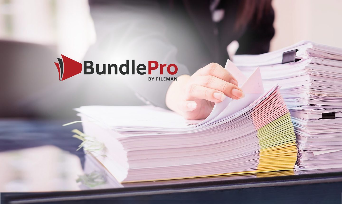 Lawyers going through bundle of papers