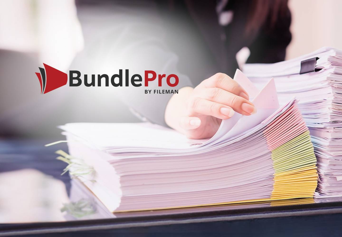Lawyers going through bundle of papers