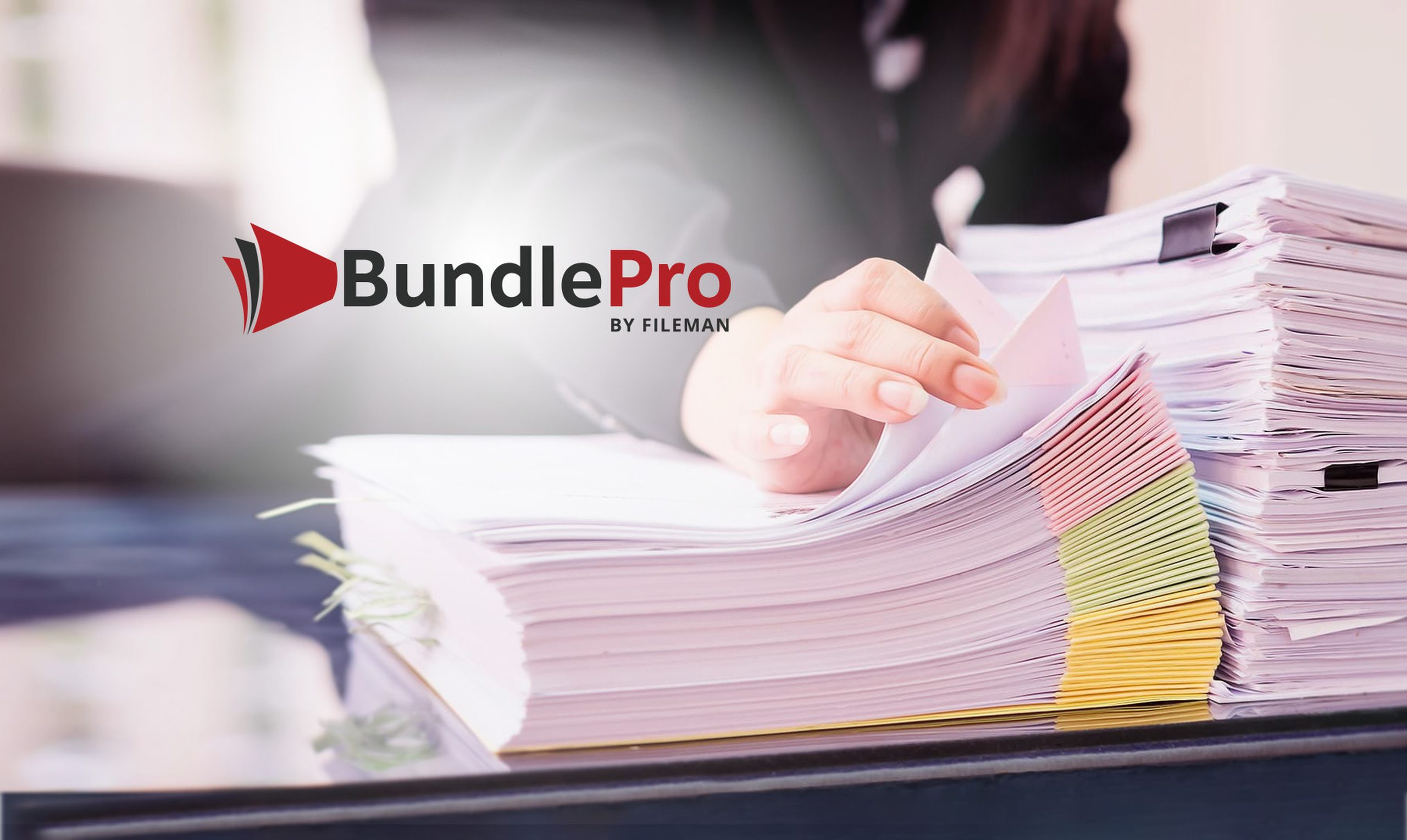 Lawyers going through bundle of papers