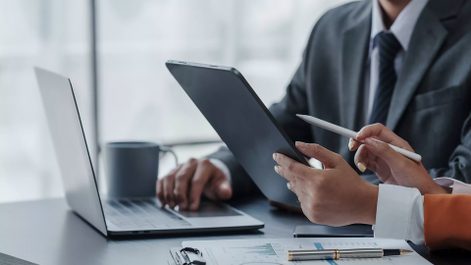 lawyer looking at ipad screen