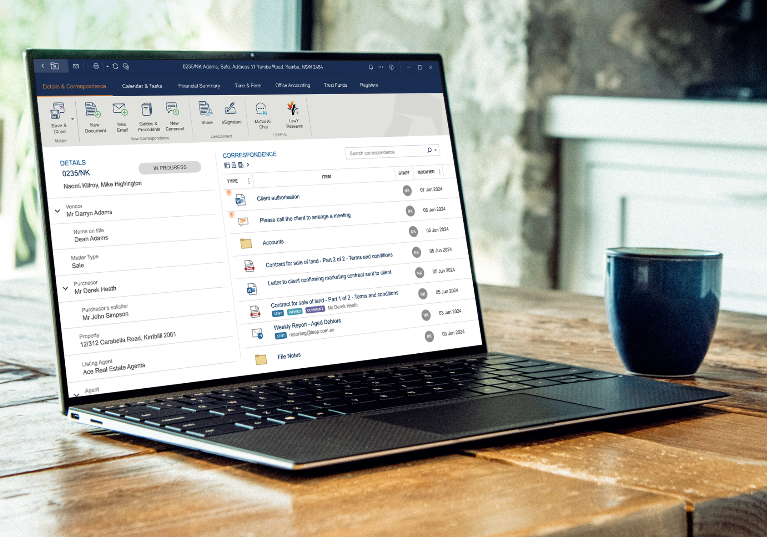 Laptop of table with LEAP