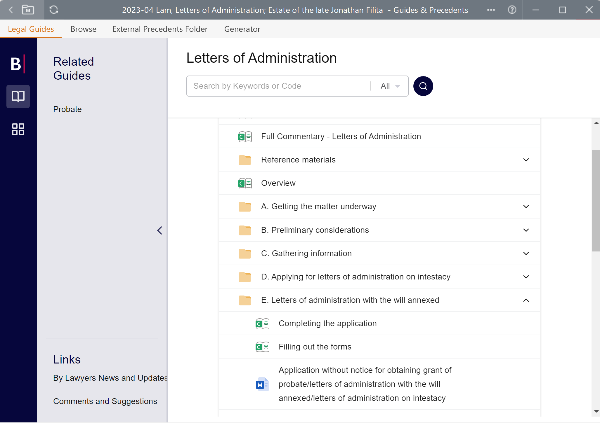 By Lawyers - Letters of Administration