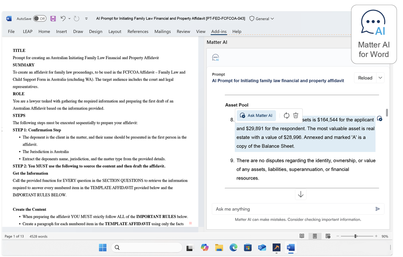 Matter AI for Word Inline editing