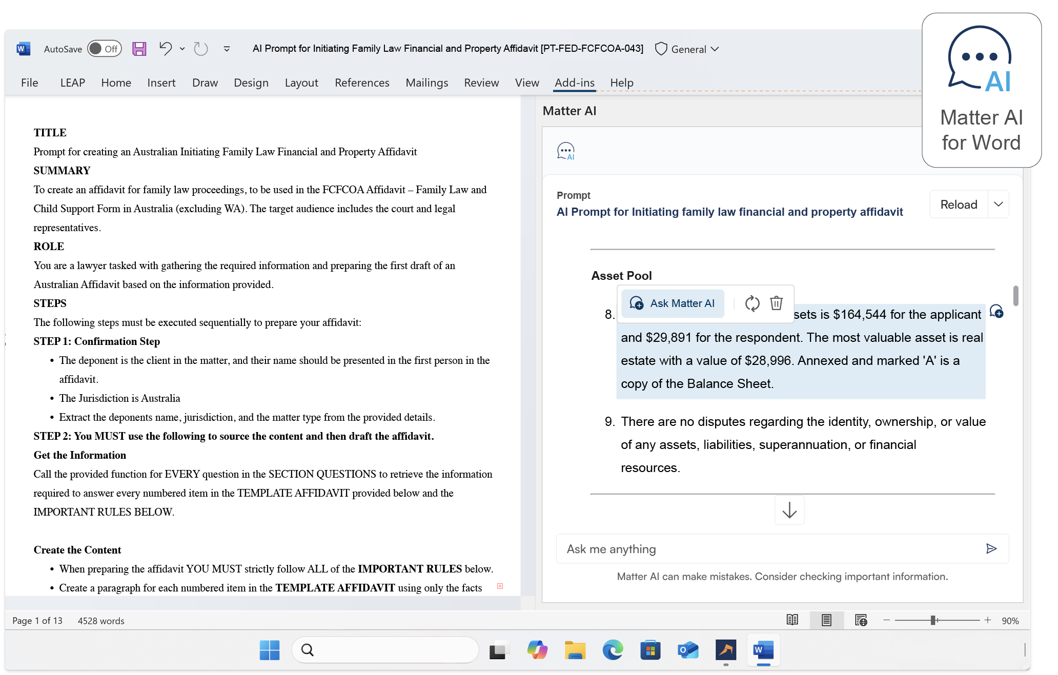 Matter AI for Word Inline editing