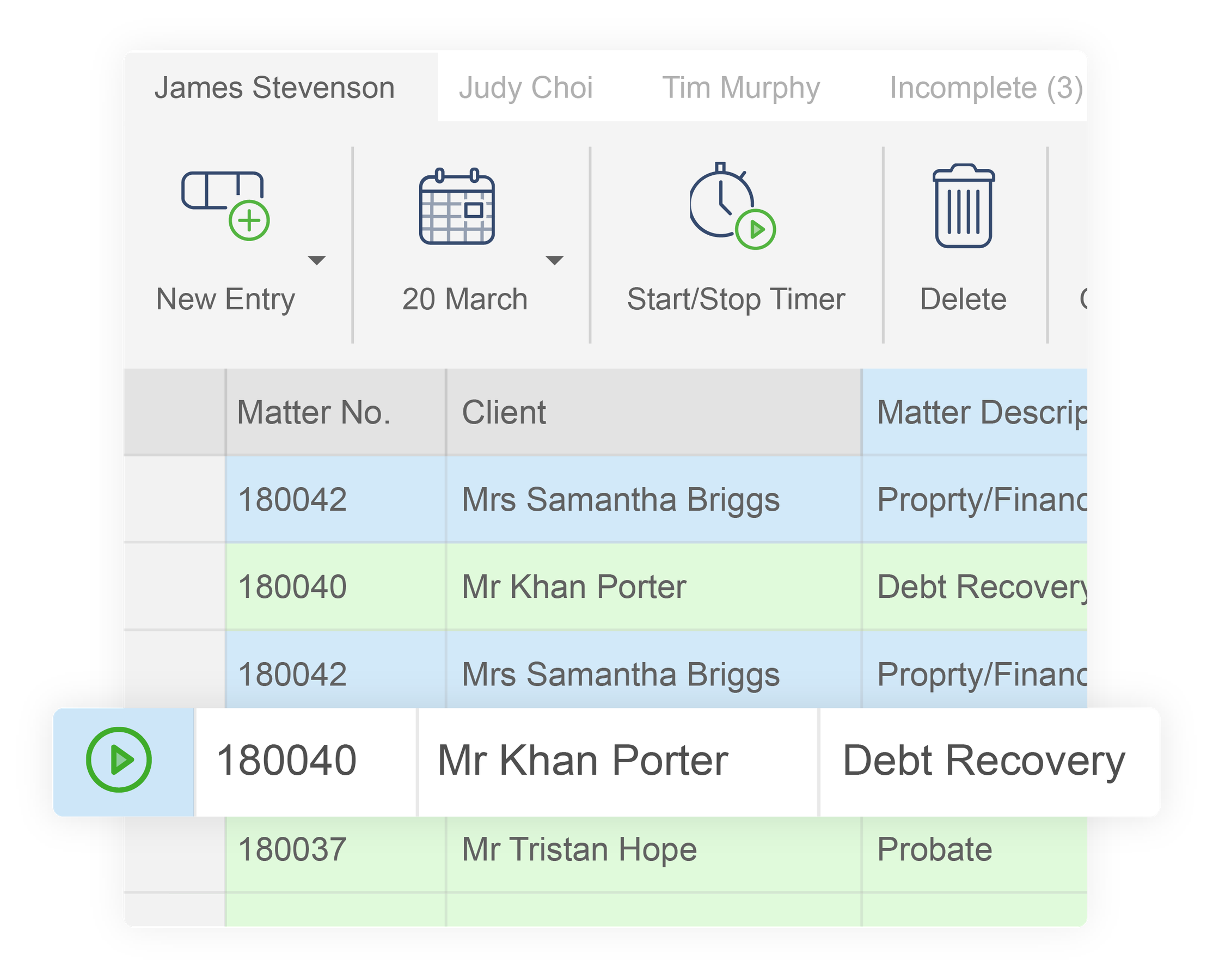 Legal Accounting & Billing Time Recording Highlight