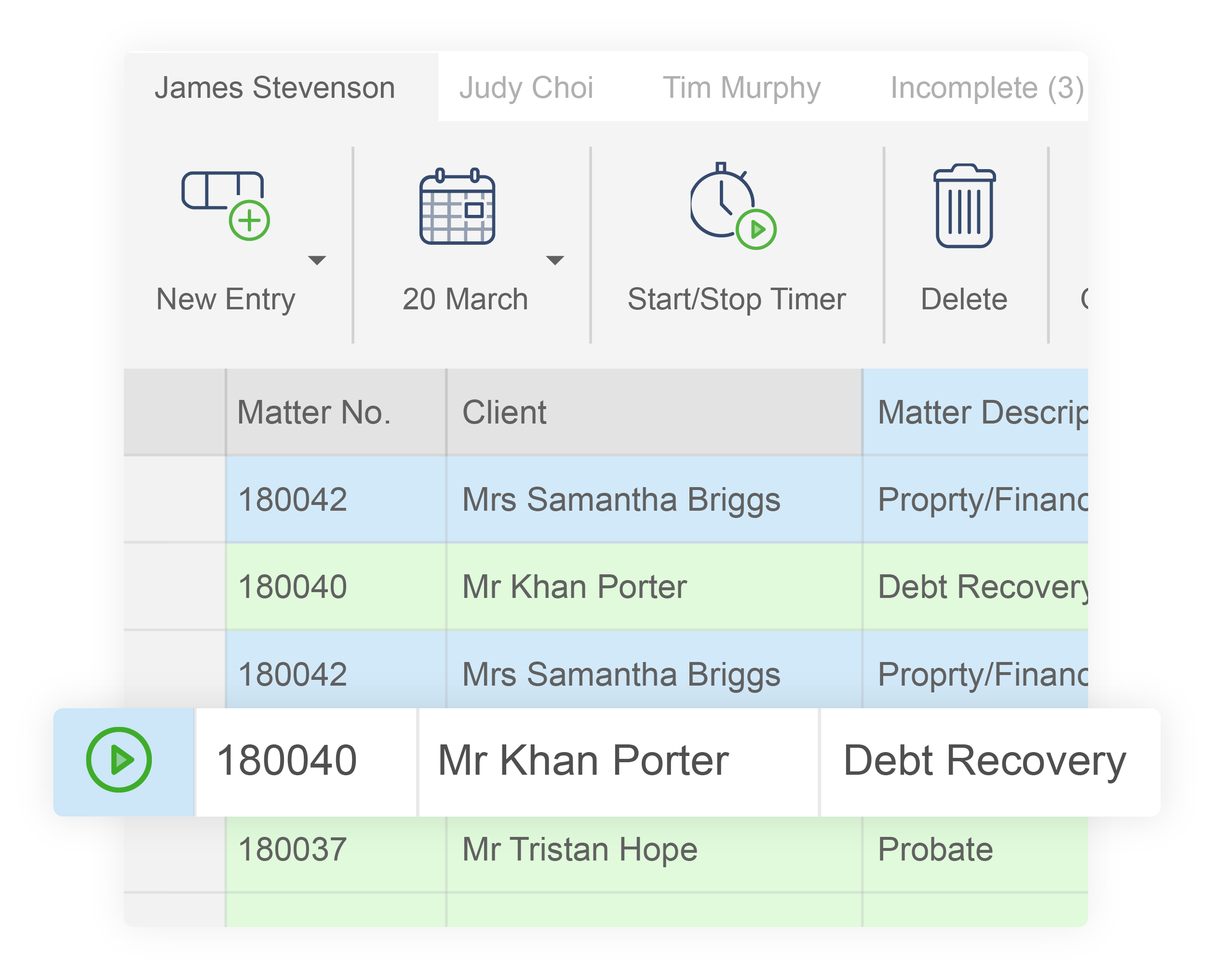 Legal Accounting & Billing Time Recording Highlight