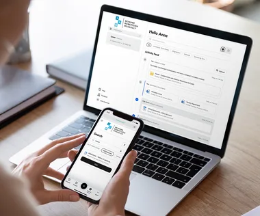 LawConnect software on laptop and mobile
