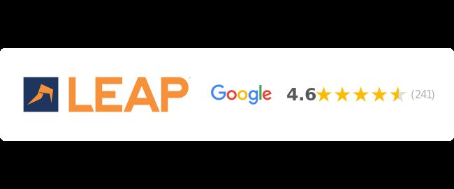 LEAP Logo + Google Rating 4.6 out of 5 stars from 241 reviews