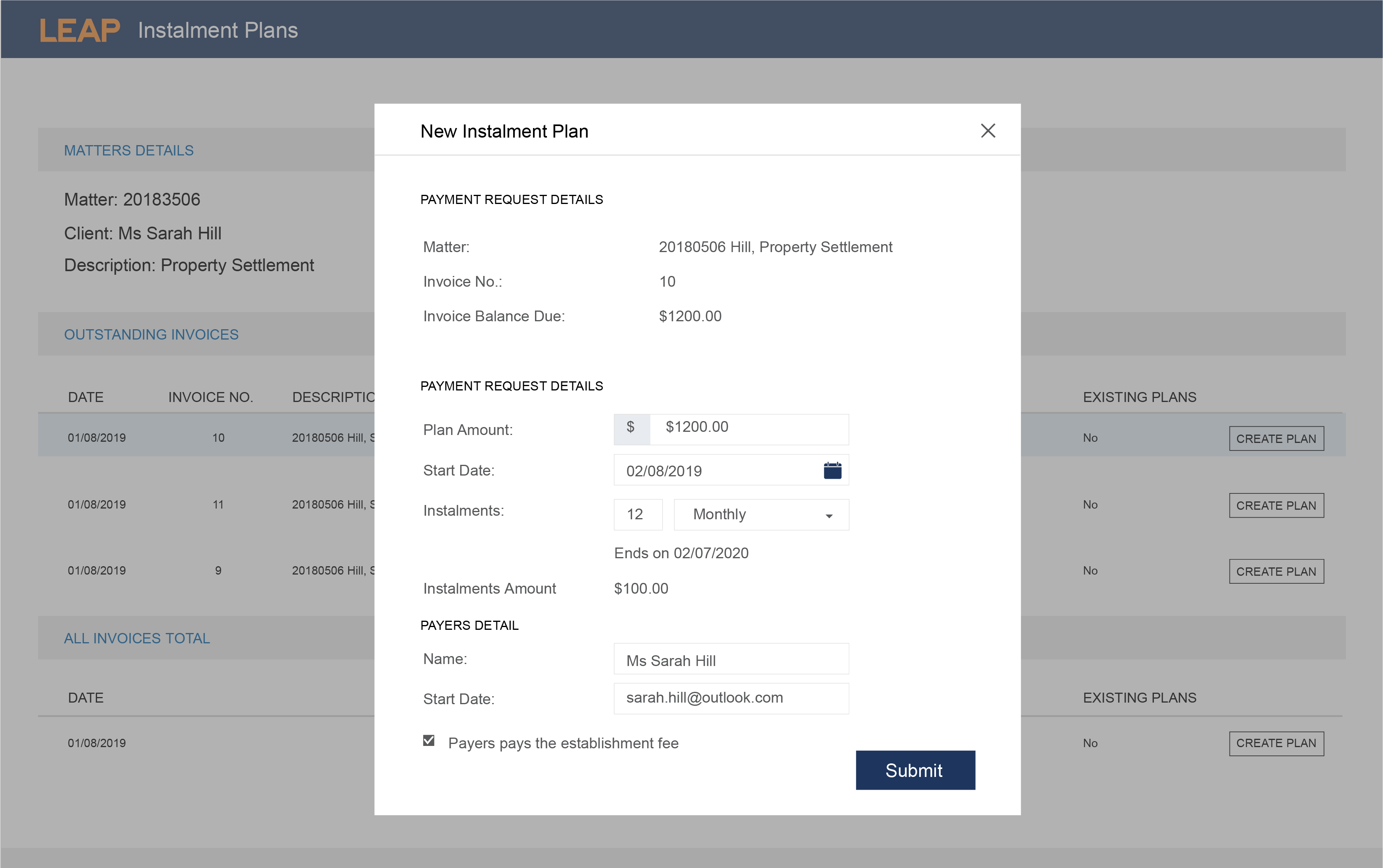 Exclusive Integrations RapidPay Instament Plan Screen
