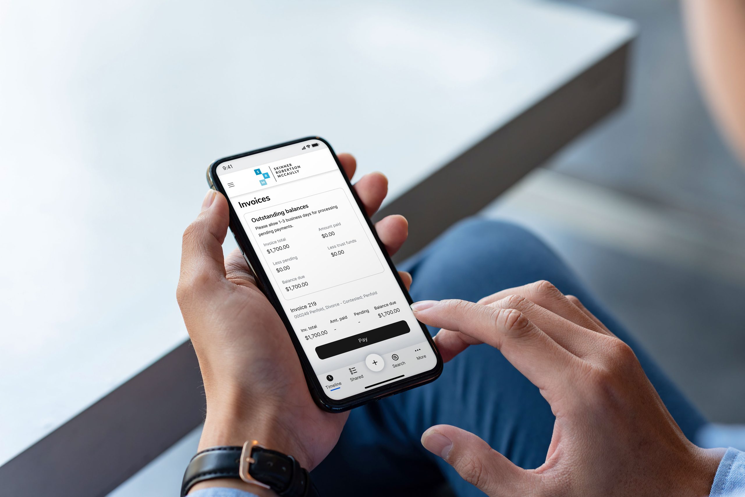 LawConnect Invoice on Mobile Device