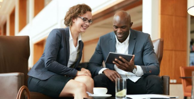 Two people using LEAP together
