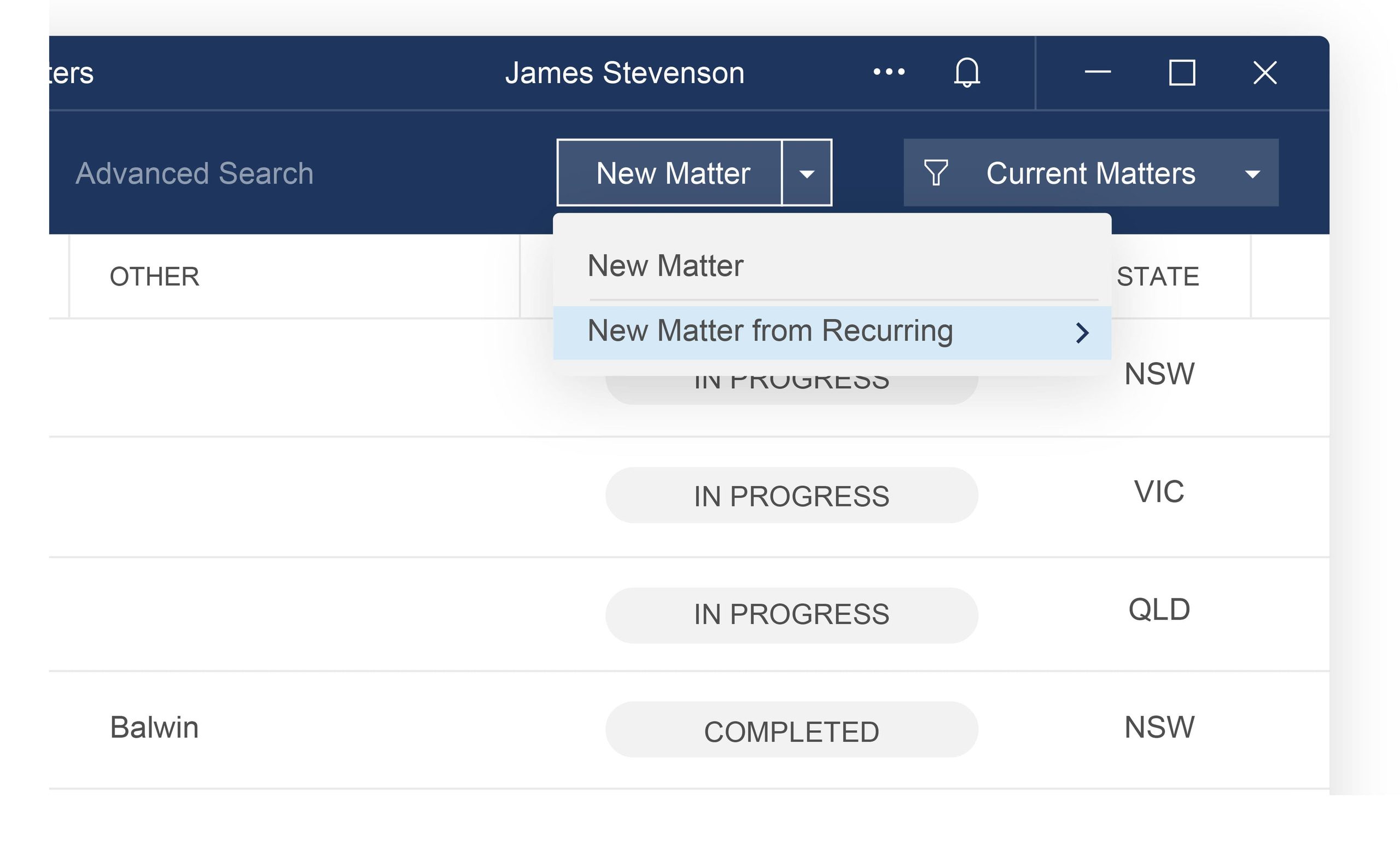 Features Recurring Matters New Matter Highlight