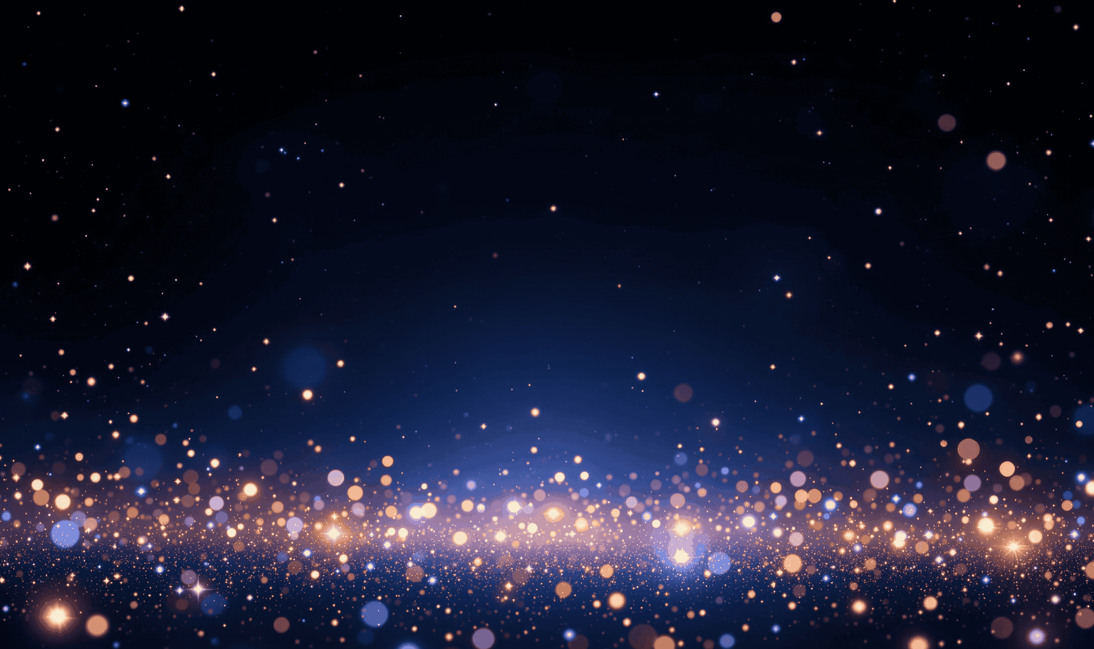dark blue background with festive coloured lights and dots in the foreground
