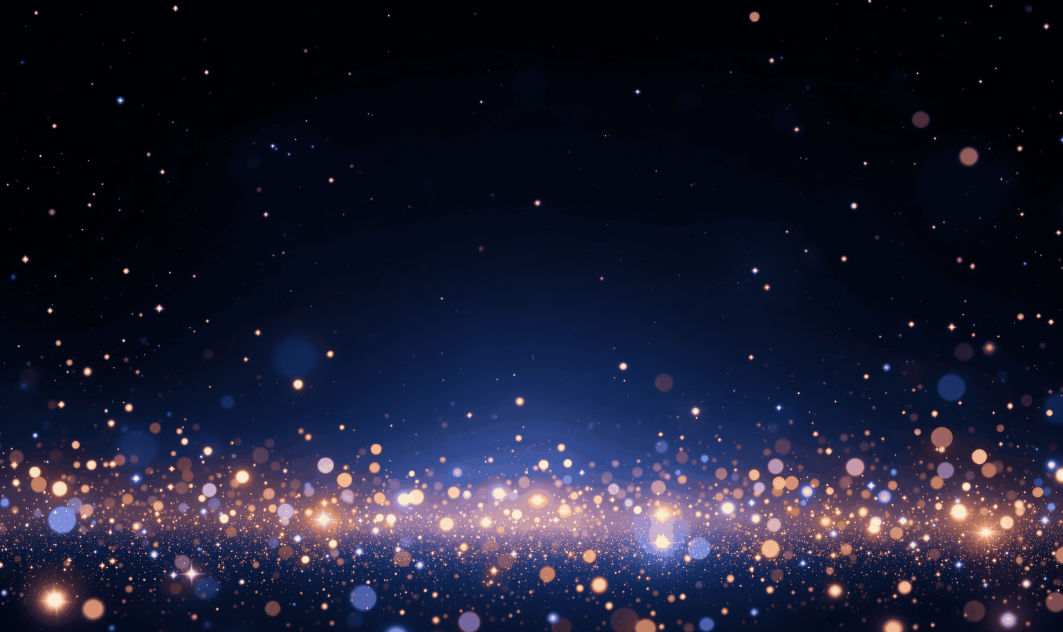dark blue background with festive coloured lights and dots in the foreground