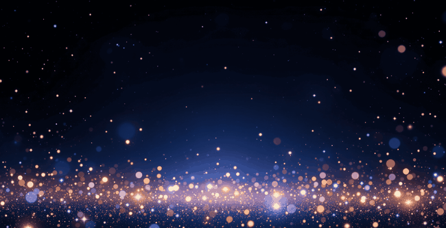 dark blue background with festive coloured lights and dots in the foreground