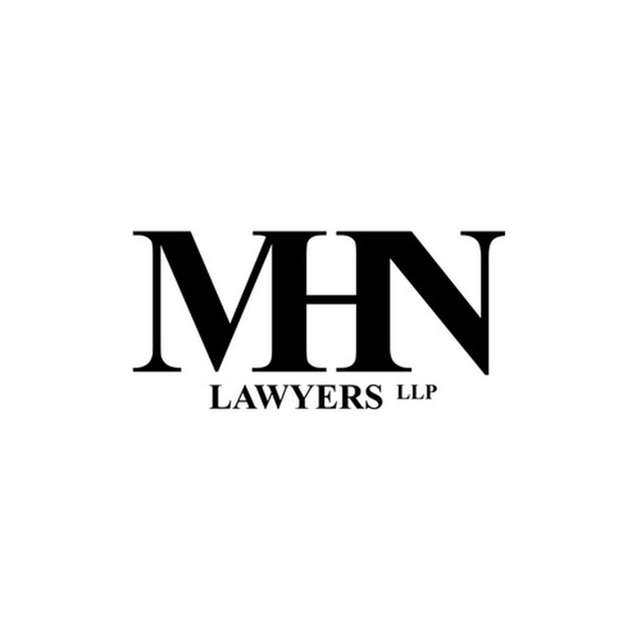 Black MHN monogram with "LAWYERS LLP" text beneath on a white background.