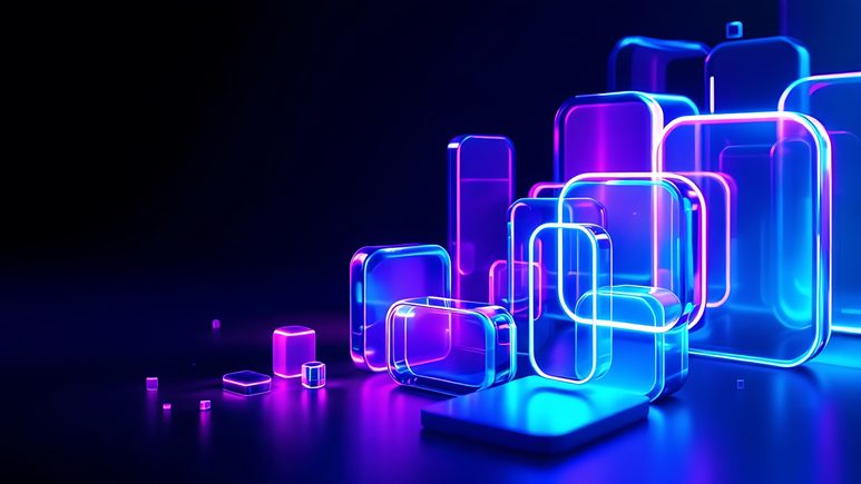 abstract shapes in purple and blue