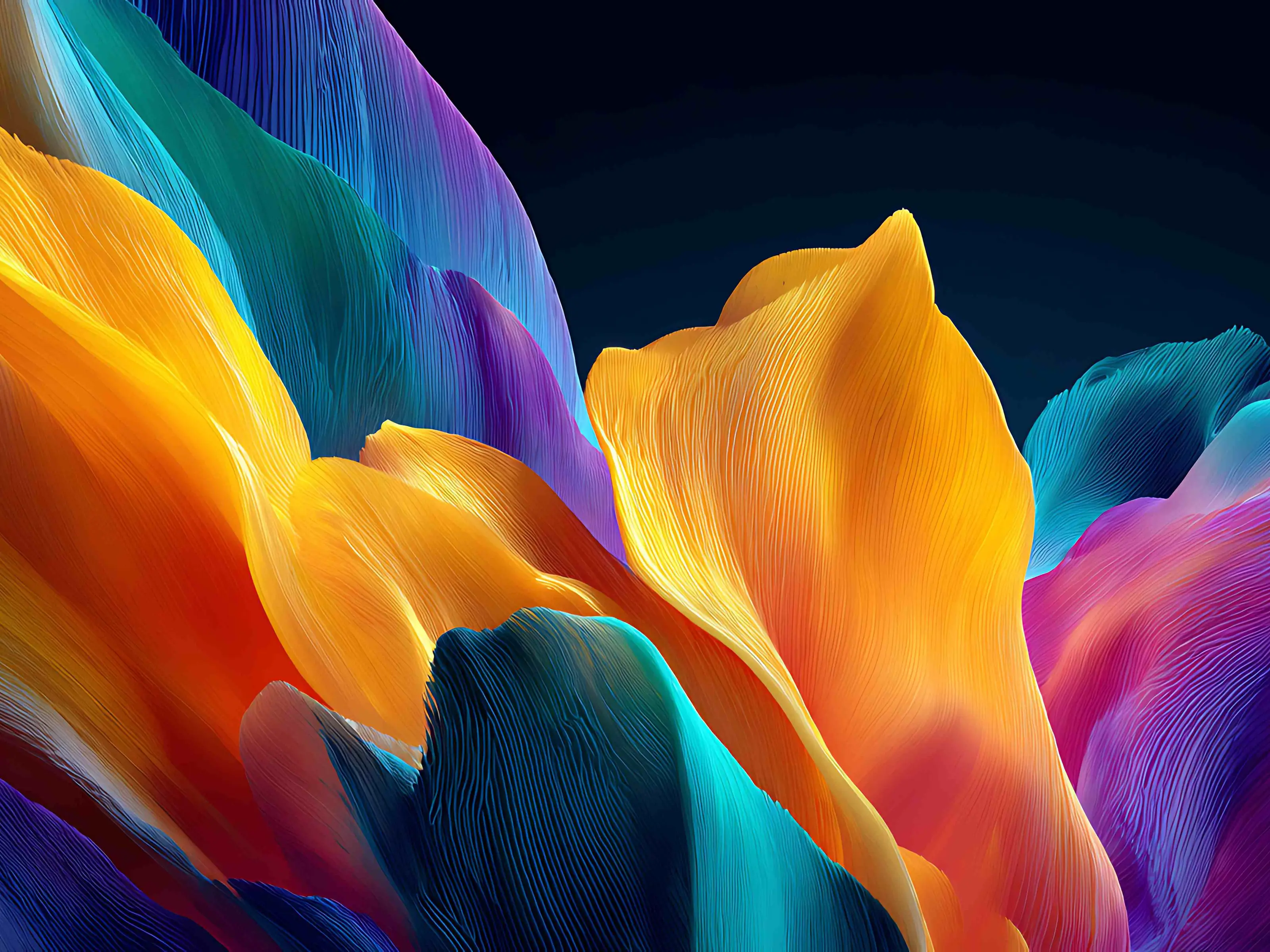 organic colourful shapes, yellow, orange, blue and purple