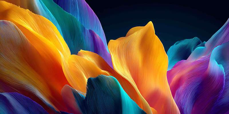 organic colourful shapes, yellow, orange, blue and purple