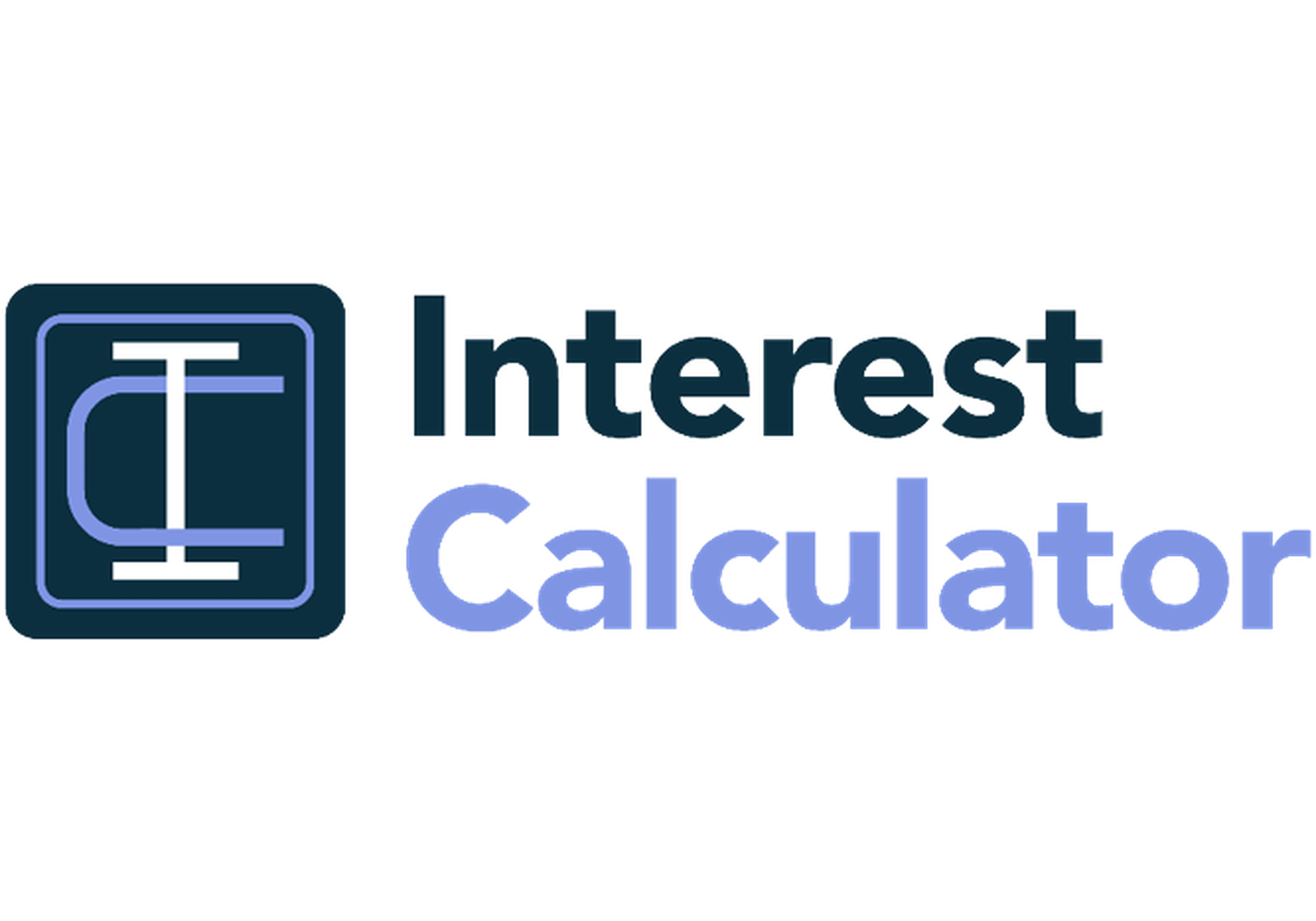 Logo with a stylized "IC" symbol on the left and the text "Interest Calculator" on the right in dark and light blue.
