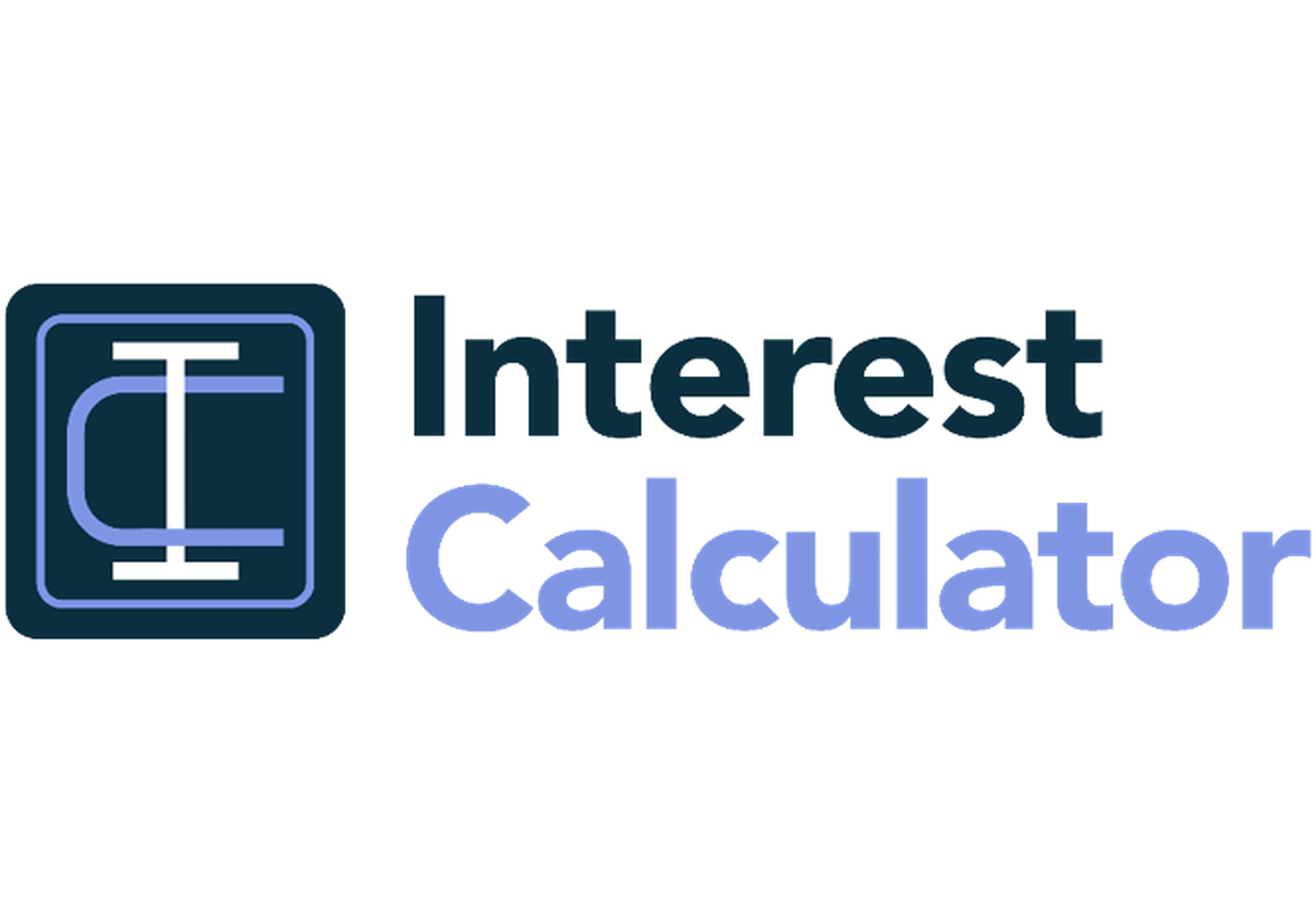 Logo with a stylized "IC" symbol on the left and the text "Interest Calculator" on the right in dark and light blue.