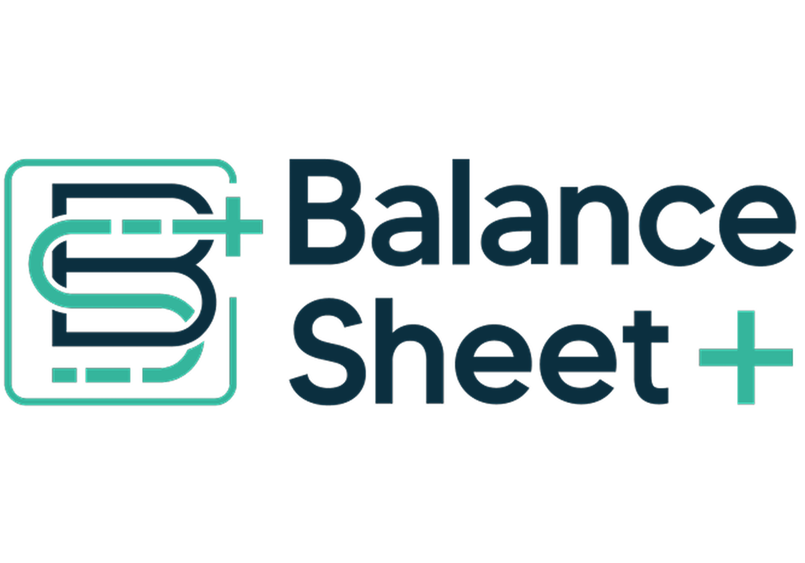 Logo with a stylized "B" and "+" symbol in teal, followed by the text "Balance Sheet +" in dark blue and teal.
