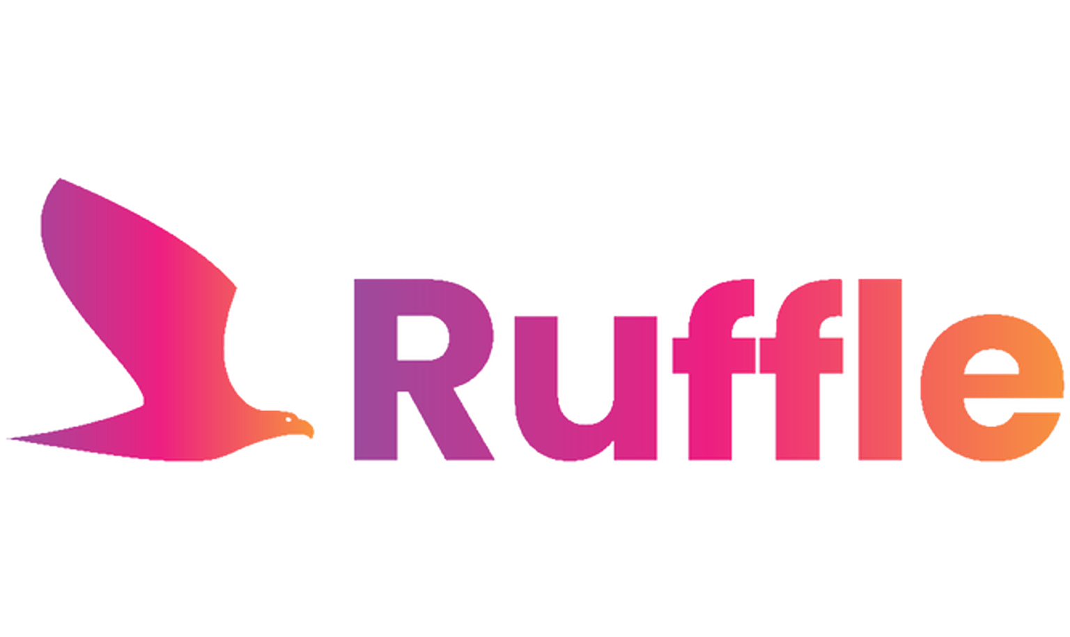 Logo of "Ruffle" with a stylized bird silhouette in gradient pink and orange, followed by the word "Ruffle" in bold, matching colors.