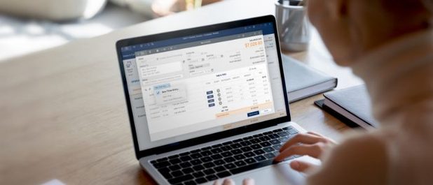 leap software be using to create an invoice on a laptop