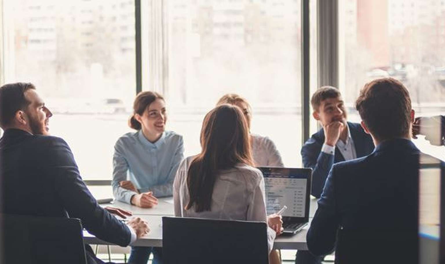 Lawyers meeting in a boardroom