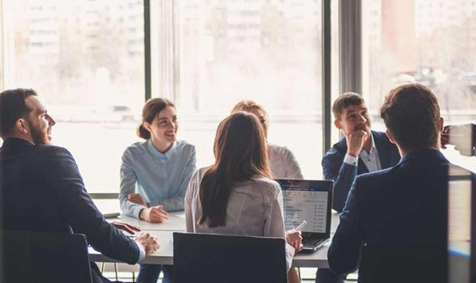 Lawyers meeting in a boardroom