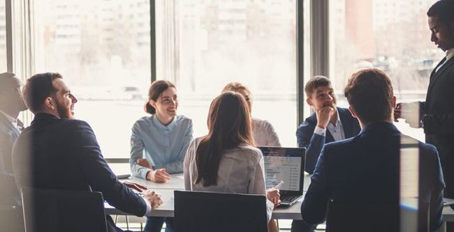 Lawyers meeting in a boardroom