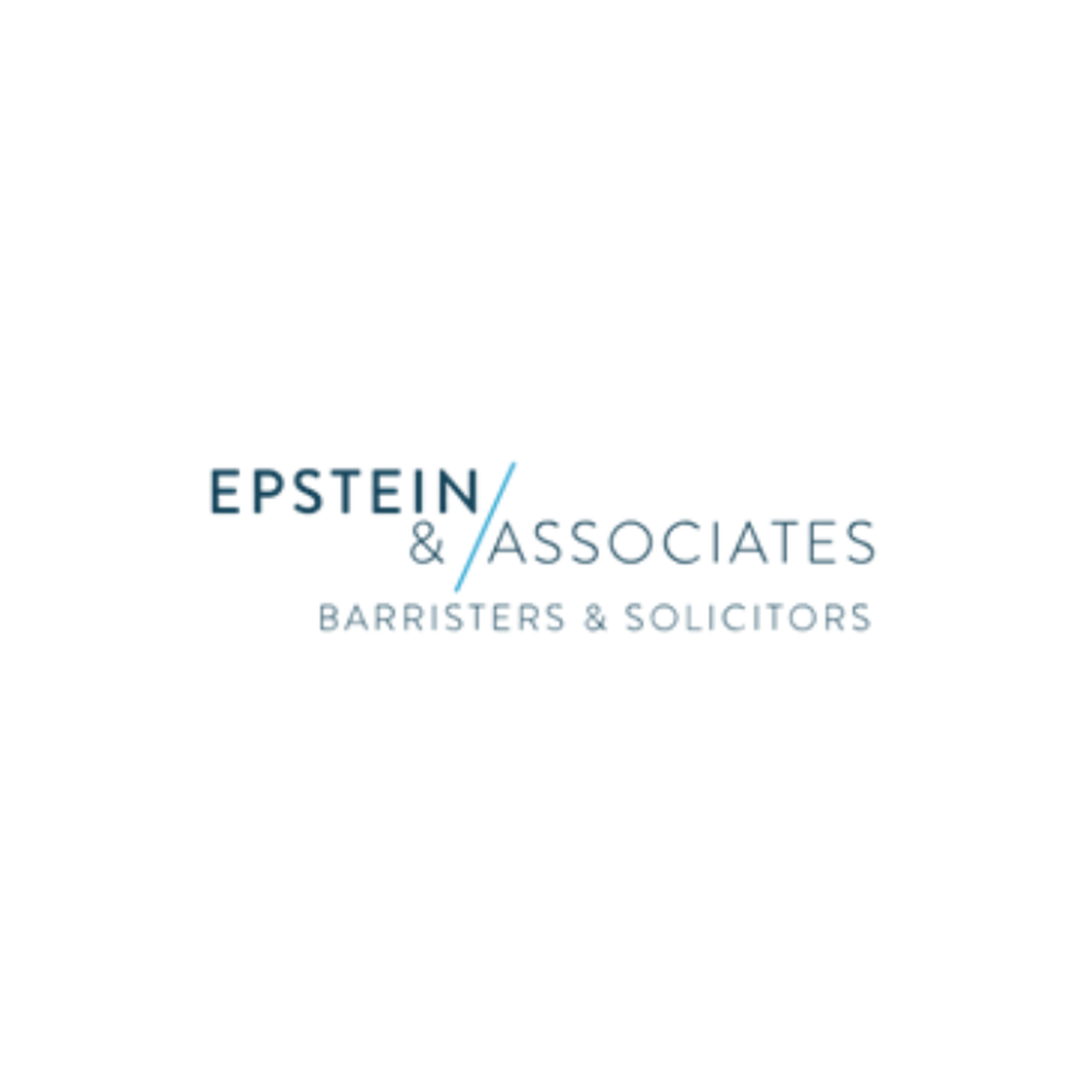 Logo of Epstein & Associates Barristers & Solicitors, featuring a modern, sleek design with blue and black text on a white background.