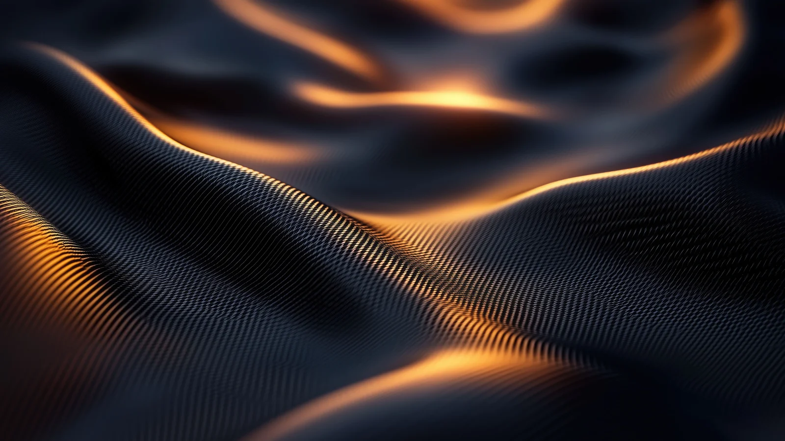 close up of metal mesh waves with orange highlights