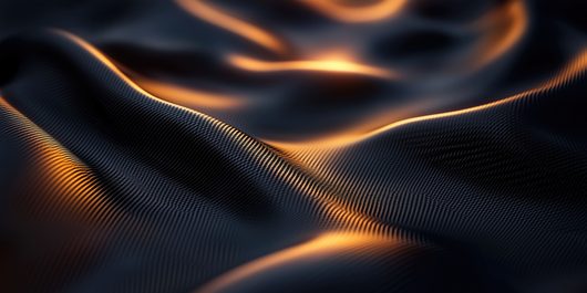 close up of metal mesh waves with orange highlights