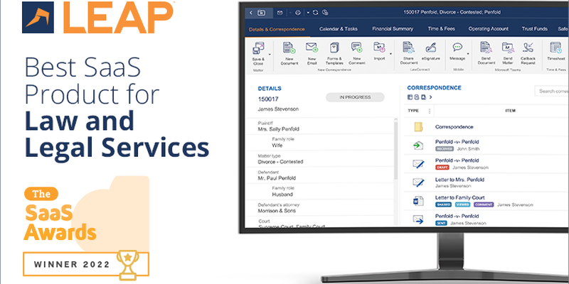 LEAP Named Best SaaS Product for Law and Legal Services 2022