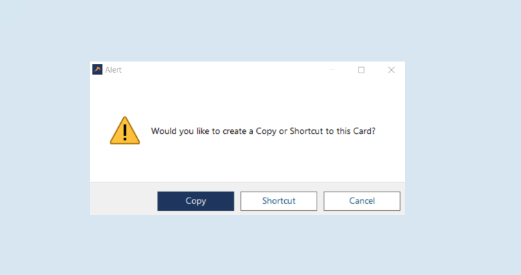 SHortcut to card