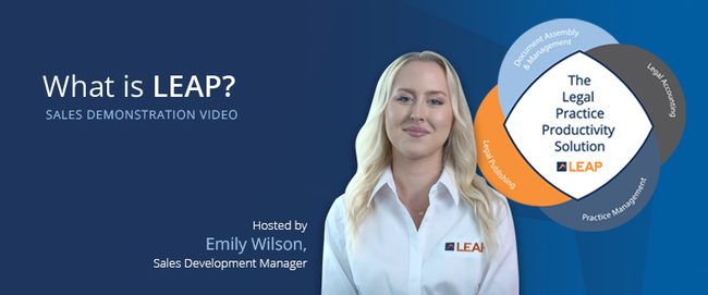 Blonde Girl LEAP Sales Development Manager with Blue background and LPPS logo