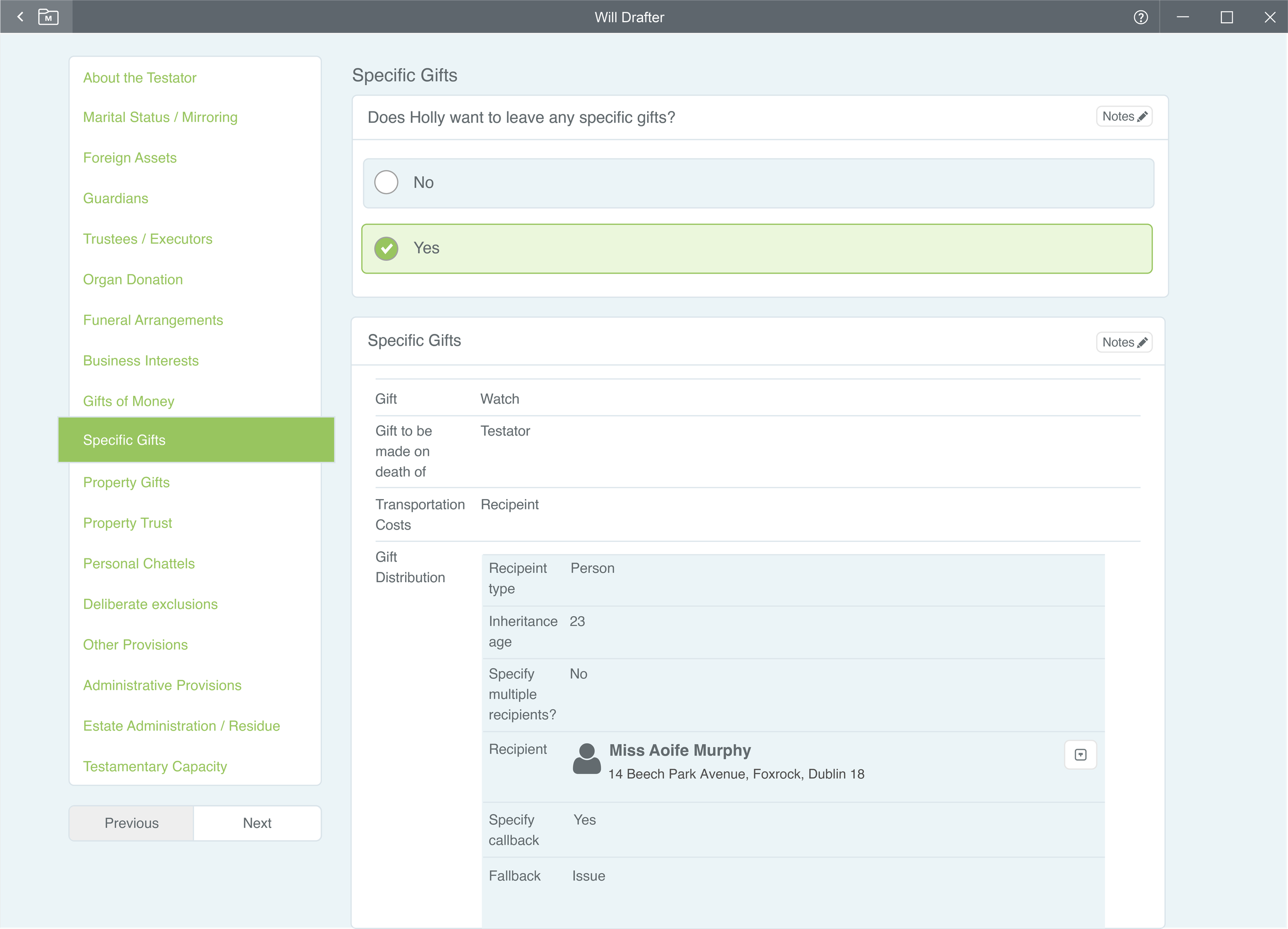 WillSuite_-_Specific_Gifts