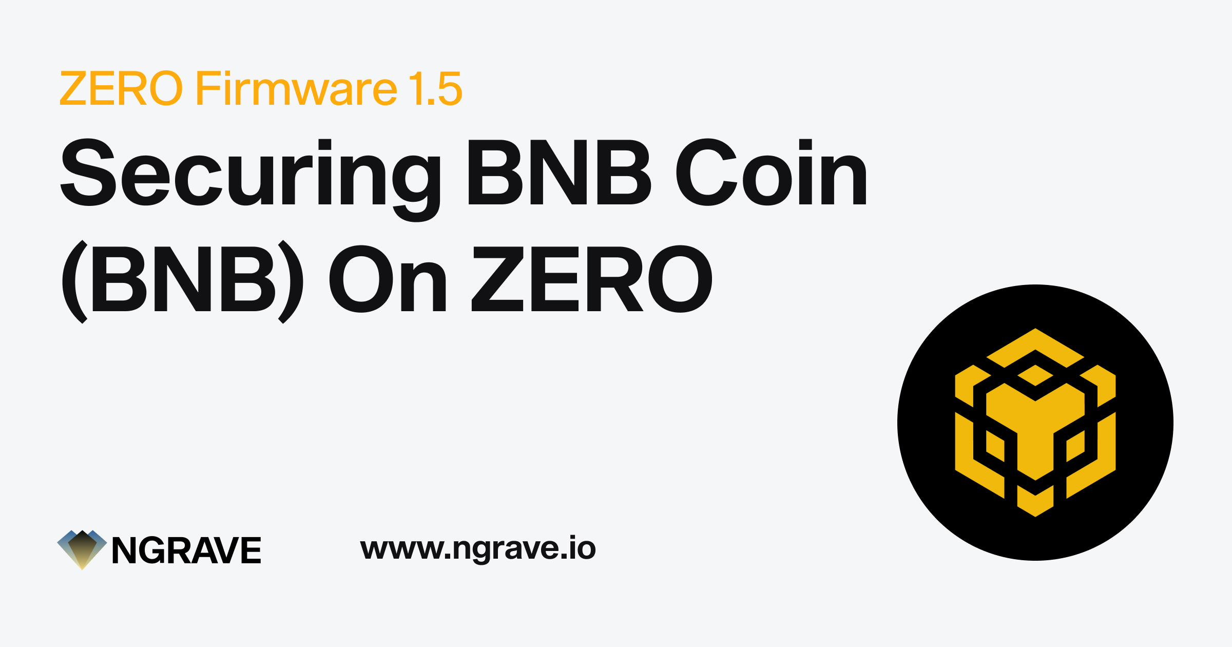Secure Binance Coin (BNB) on NGRAVE ZERO