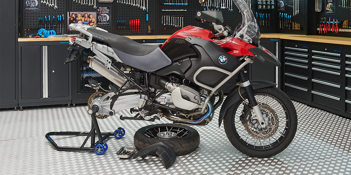 Unieke paddockstand voor BMW GS motoren Banner