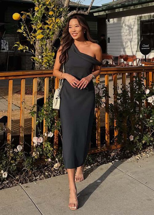 Asymmetric Bias Cut Midaxi Dress | Love, Bonito INTL
