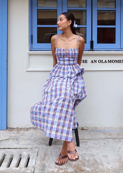 Crinkled Plaid Sweetheart Peplum Camisole Top | Love, Bonito HK