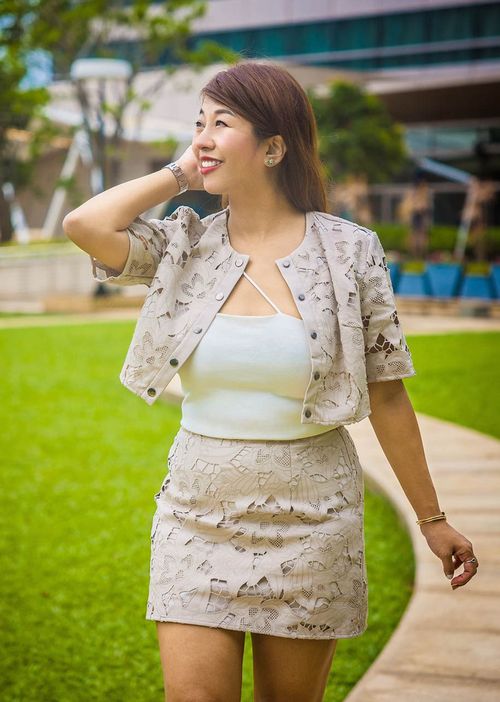 Vegan Leather Lace A-line Mini Skirt | Love, Bonito SG
