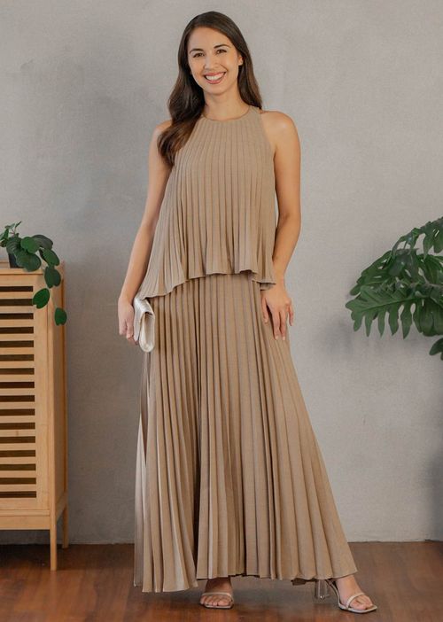 pleated trapeze maxi dress Pleated Trapeze Maxi Dress