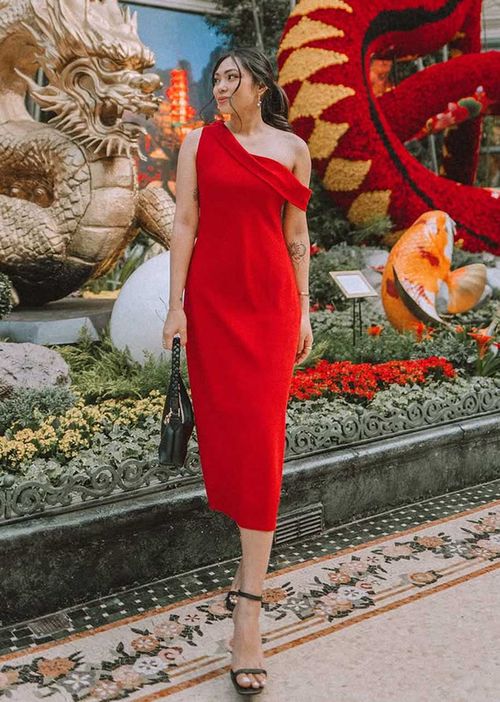 Asymmetric Bias Cut Midaxi Dress | Love, Bonito INTL