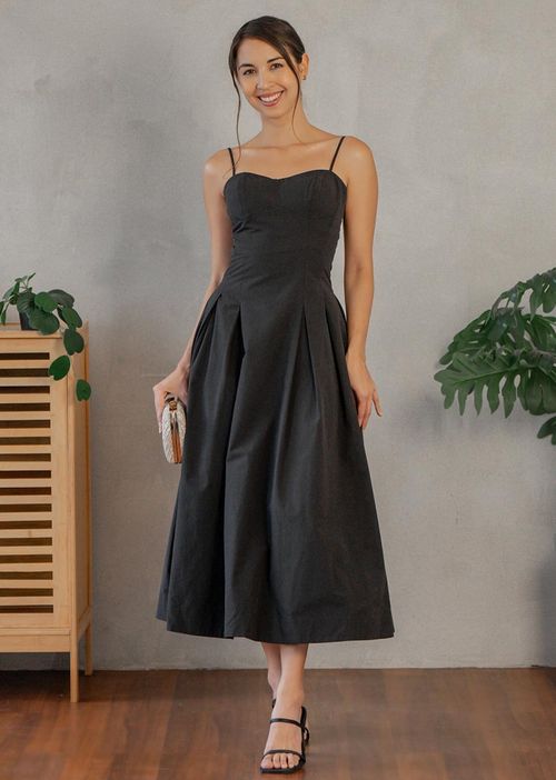 fit and flare bodycon dress Bustier Pleated Tulle Fit & Flare Midi Dress